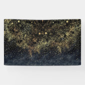 Blauw Goud Mandala Bloemen Spandoek (Horizontaal)