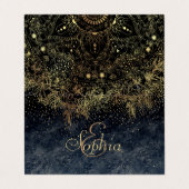 Blauw Goud Mandala Bloemen Visitekaartje (Buitenkant ongevouwen)