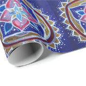 Blauw Goud Mandala Glossy Wrapping Papier (Rol Hoek)