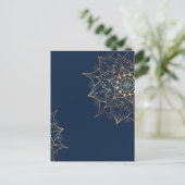 Blauw & Goud Mandala | Islamitische kunst geïnspir Briefkaart (Staand voorkant)