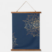 Blauw & Goud Mandala | Islamitische kunst geïnspir Hangend Wandkleed (Voorkant)