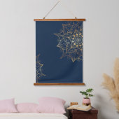 Blauw & Goud Mandala | Islamitische kunst geïnspir Hangend Wandkleed (Slaapkamer)