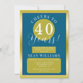 Blauw & Goud Mannelijk Verjaardagsfeest Kaart (Voorkant)