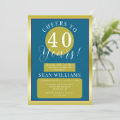 Blauw & Goud Mannelijk Verjaardagsfeest Kaart (Staand voorkant)