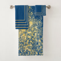 Blauw goud marine metaalachtige Handdoek