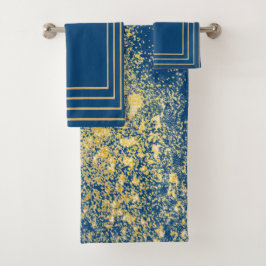 Blauw goud marine metaalachtige Handdoek