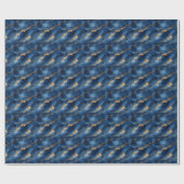 Blauw & Goud Marmer Cadeaupapier (Vlak)