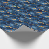 Blauw & Goud Marmer Cadeaupapier (Hoek)