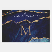 Blauw Goud Marmer Inpakpapier Aangepaste Naam Lett Vel (Voorkant 2)