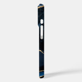 Blauw Goud Marmer Uw Brief Naam iPhone Case (Achterkant / Links)