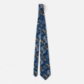 Blauw & Goud Marmered Monogram Stropdas (Achterkant)