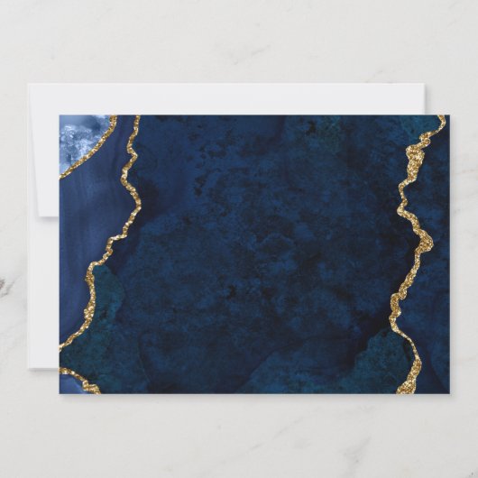 Blauw Goud Marmeren Agaat Geode Eerste Communie Kaart (Achterkant)