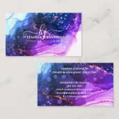 Blauw Goud Marmeren Agaat Monogram initiaal geode Visitekaartje (Voorkant / Achterkant)