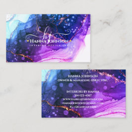 Blauw Goud Marmeren Agaat Monogram initiaal geode Visitekaartje