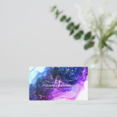 Blauw Goud Marmeren Agaat Monogram initiaal geode Visitekaartje (Staand voorkant)