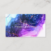 Blauw Goud Marmeren Agaat Monogram initiaal geode Visitekaartje (Voorkant)