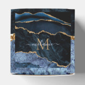 Blauw Goud Marmeren Geschenkdozen Aangepaste Naam  Bedankdoosjes (Bovenkant)