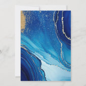 Blauw Goud Marmeren Glitter 2 Foto 80ste Verjaarda Kaart (Achterkant)