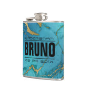 Blauw & Goud Marmeren Steen Groomsman Gift Heupfles (Links)