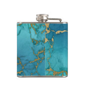 Blauw & Goud Marmeren Steen Groomsman Gift Heupfles (Achterkant)