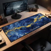 Blauw & Goud Marmeren Textuur Gepersonaliseerde We Bureaumat