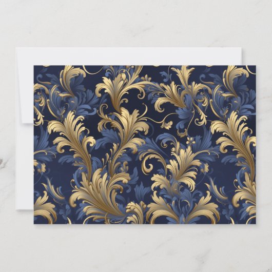Blauw Goud Masquerade Verjaardag Kaart (Achterkant)