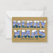 Blauw goud met kerstmis notitiekaartje (Voorkant)