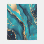 Blauw Goud Metallic Marmeren Steen Fleece Deken (Voorkant)