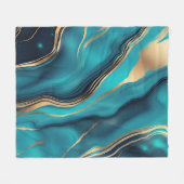Blauw Goud Metallic Marmeren Steen Fleece Deken (Voorkant (Horizontaal))