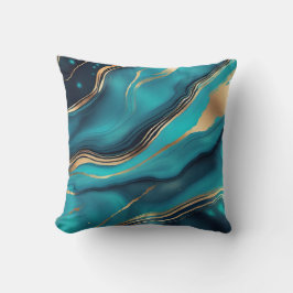 Blauw Goud Metallic Marmeren Steen Kussen