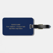 Blauw & Goud Minimaal Modern Initiaal Monogram Bagagelabel (Achterkant horizontaal)