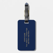 Blauw & Goud Minimal Modern Initiaal Monogram Bagagelabel (Achterkant verticaal)