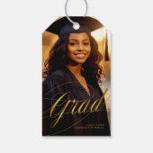 Blauw & Goud Minimalistisch Afstudeerder Kalligraf Cadeaulabel (Achterkant)