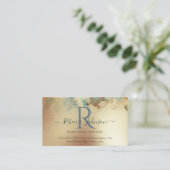 Blauw Goud Modern Abstract Cadeaubon Visitekaartje (Staand voorkant)