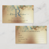 Blauw Goud Modern Abstract Cadeaubon Visitekaartje (Voorkant / Achterkant)