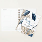 Blauw Goud Modern Bloemig Elegant Huwelijk Planner (Display)