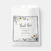 Blauw Goud Modern Elegant Bloemen Bruiloft Bedankzakje (Voorkant)