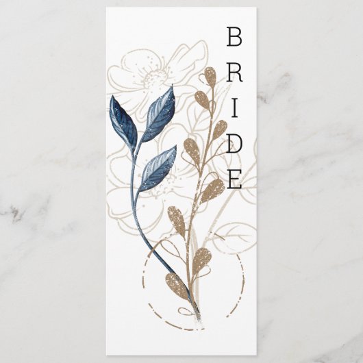 Blauw goud Modern Floral Elegant Stoel Menu (Voorkant)