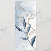 Blauw goud Modern Floral Elegant Stoel Menu (Achterkant)