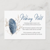 Blauw Goud Modern Floral Elegant Wishing Well Informatiekaartje (Voorkant)