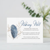 Blauw Goud Modern Floral Elegant Wishing Well Informatiekaartje (Staand voorkant)
