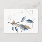Blauw Goud Modern Floral Elegant Wishing Well Informatiekaartje (Achterkant)