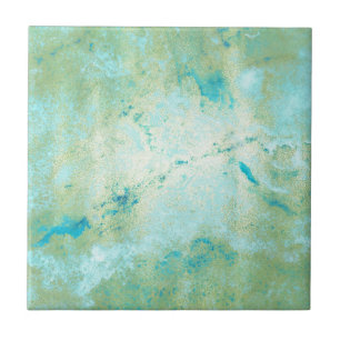 Blauw & Goud Modern Marmer Abstract Marmer Spatwat Tegeltje