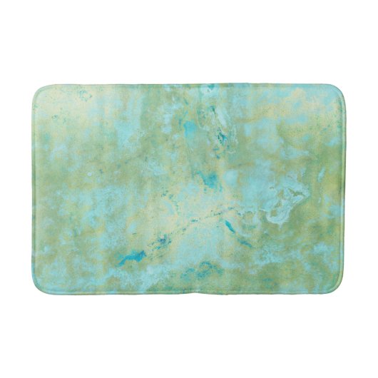 Blauw & Goud Modern Marmer Abstracte Marmer Spatwa Badmat (Voorkant)