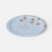 Blauw & Goud Modern String Lights Baby shower Part Papieren Bordje (Gekanteld)