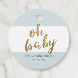 Blauw & Goud Modern Stripes Jongen Baby shower Bedankjes Labels