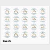 Blauw & Goud Modern Stripes Jongen Baby shower Fav Ronde Sticker (Vel)