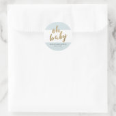 Blauw & Goud Modern Stripes Jongen Baby shower Fav Ronde Sticker (Tas)