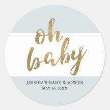 Blauw & Goud Modern Stripes Jongen Baby shower Fav