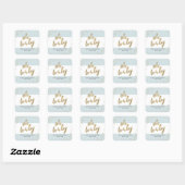 Blauw & Goud Modern Stripes Jongen Baby shower Fav Vierkante Sticker (Vel)
